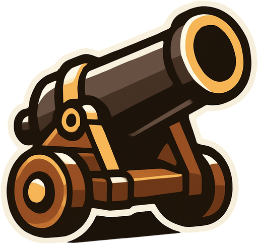 Cannon.
In-Game asset.  2d.  High contrast.  No shadows