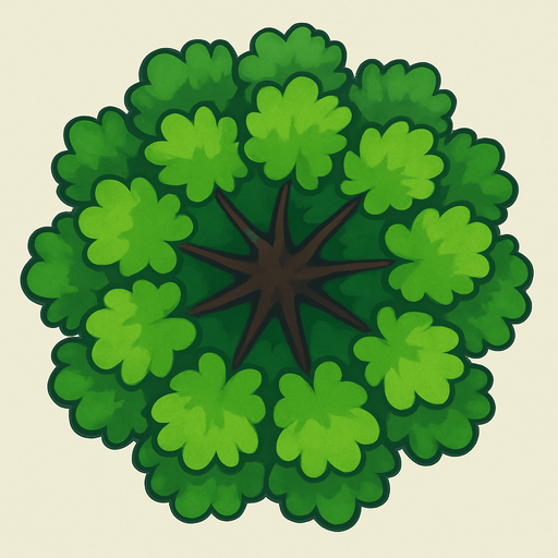 Kuş bakışı agaç.
In-Game asset.  2d.  High contrast.  No shadows