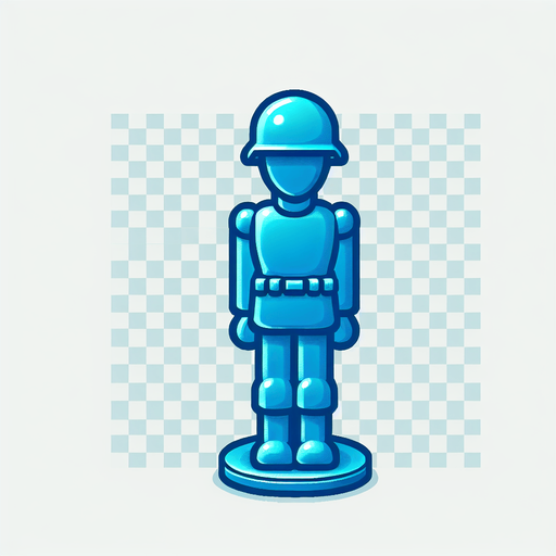 a blue toy soldier Single Game Texture. In-Game asset. 2d. Blank background. High contrast. No shadows.