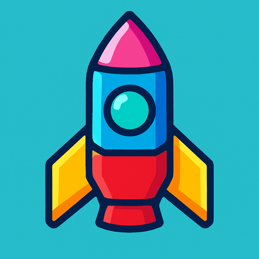 colorful ship bullet facing up.
In-Game asset.  2d.  High contrast.  No shadows