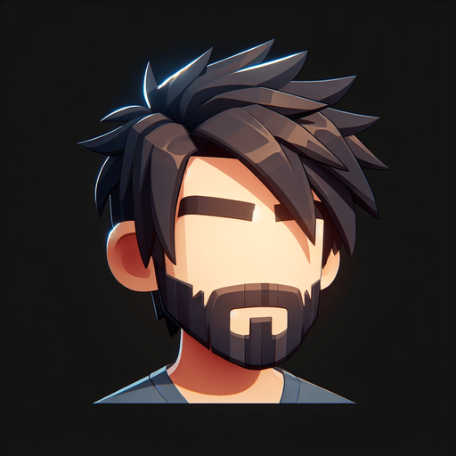 мультяшный парень с темными волосами бородой и светлыми прядями.
Single Game Texture. In-Game asset. 2d. Blank background. High contrast. No shadows.