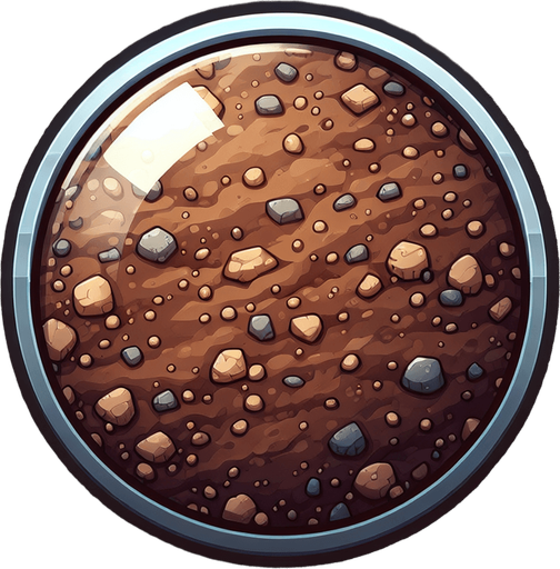 soil button.
Single Game Texture.  In-Game asset.  2d.  Blank background.  High contrast.  No shadows