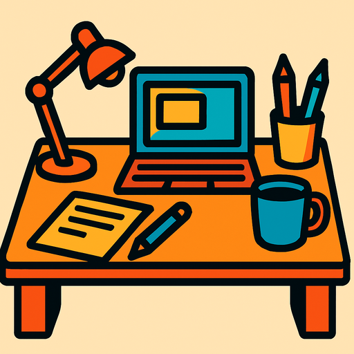 work desk.
In-Game asset.  2d.  High contrast.  No shadows