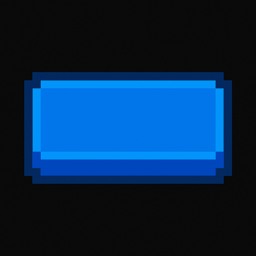 Blank blue button 2d pixilated topdown.
In-Game asset.  2d.  High contrast.  No shadows