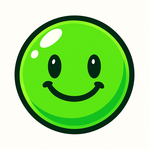 Mutlu, yeşil bir bubble.
In-Game asset.  2d.  High contrast.  No shadows