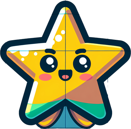 Star cartoon.
Single Game Texture.  In-Game asset.  2d.  Blank background.  High contrast.  No shadows
