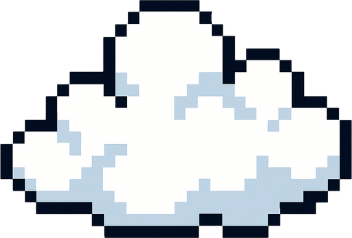 Una nube pixelar.
In-Game asset.  2d.  High contrast.  No shadows