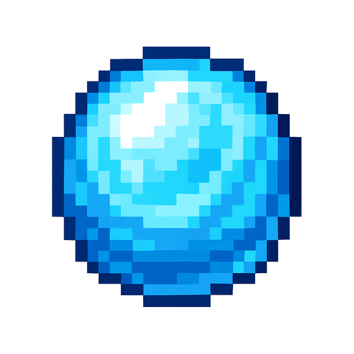 bola de hielo de pixeles.
In-Game asset.  2d.  High contrast.  No shadows