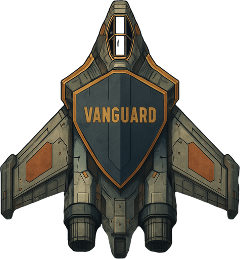Shielded Vanguard spaceship top view.