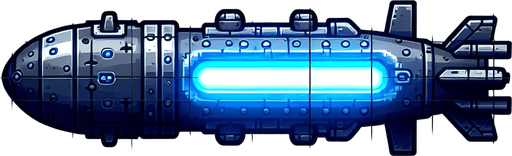 blue light horizontal torpedo.
Single Game Texture.  In-Game asset.  2d.  Blank background.  High contrast.  No shadows