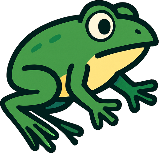 buat gambar frogg side scrolling siap melompat.
In-Game asset.  2d.  High contrast.  No shadows