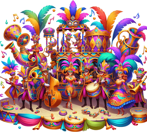 carnevale.
Single Game Texture. In-Game asset. 2d. Blank background. High contrast. No shadows.