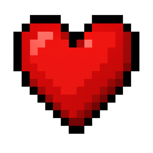 As un corazón pixelado.
In-Game asset.  High contrast.  No shadows