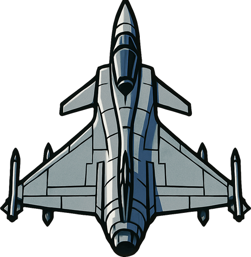 Jas Gripen 39 riktad upp.
In-Game asset.  2d.  High contrast.  No shadows