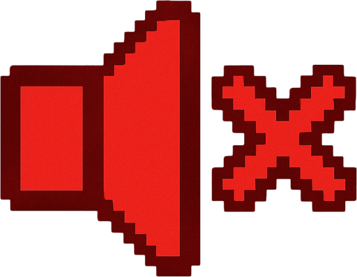 Pixelart mute x, red only x. 2d.
In-Game asset.  2d.  High contrast.  No shadows