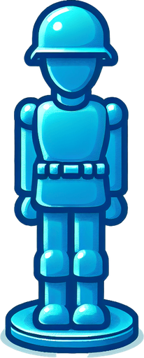 a blue toy soldier Single Game Texture. In-Game asset. 2d. Blank background. High contrast. No shadows.