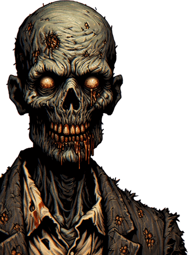 Maga zombie.
Single Game Texture.  In-Game asset.  2d.  Blank background.  High contrast.  No shadows. 3d