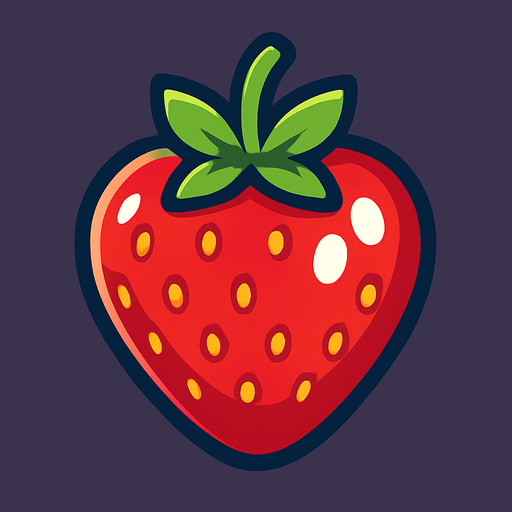 Shiney strawberry vector.
In-Game asset.  2d.  High contrast.  No shadows
