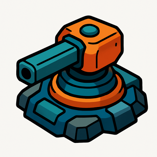 a 2d turret base.
In-Game asset.  2d.  High contrast.  No shadows