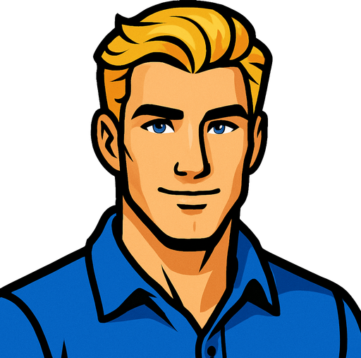 Blonde Handsome Man.
In-Game asset.  2d.  High contrast.  No shadows