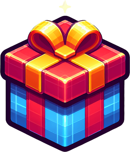 gift.
Single Game Texture.  In-Game asset.  2d.  Blank background.  High contrast.  No shadows