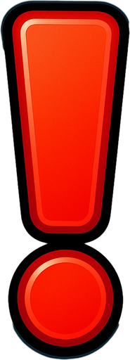 Red exclamation mark with a gradient and a stroke.
In-Game asset.  2d.  High contrast.  No shadows