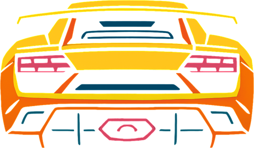 Arkası dönük lamborghini.
In-Game asset.  2d.  High contrast.  No shadows