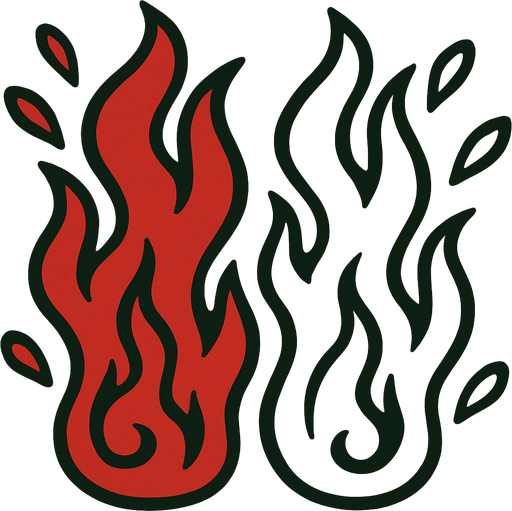 Columnas de fuego rojo y azul