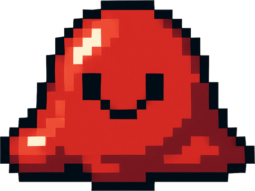Slime rojo, pixelart.
In-Game asset.  2d.  High contrast.  No shadows