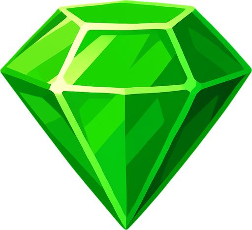 green gem.
In-Game asset.  2d.  High contrast.  No shadows