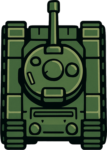 Tepeden bakış tank.
In-Game asset.  2d.  High contrast.  No shadows