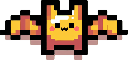 yellow bat.
Single Game Texture. In-Game asset. 2d. Blank background. High contrast. No shadows.