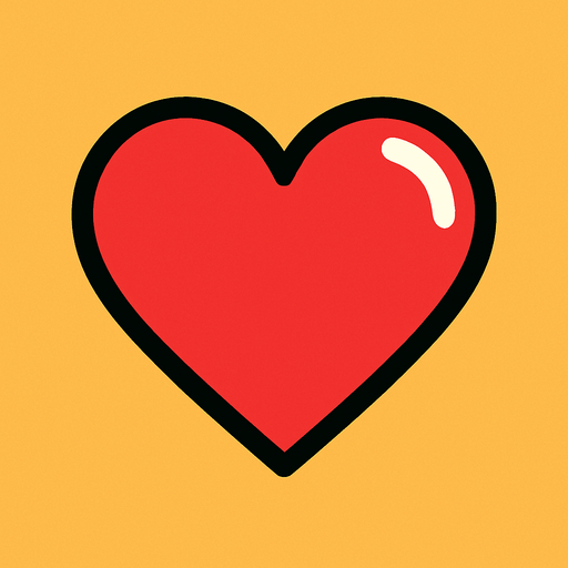 cartoony heart for game hud.
In-Game asset.  2d.  High contrast.  No shadows