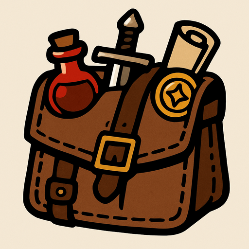 medieval envanter bag.
In-Game asset.  2d.  High contrast.  No shadows