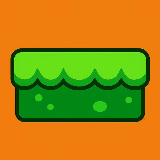 green mario like platform.
In-Game asset.  2d.  High contrast.  No shadows