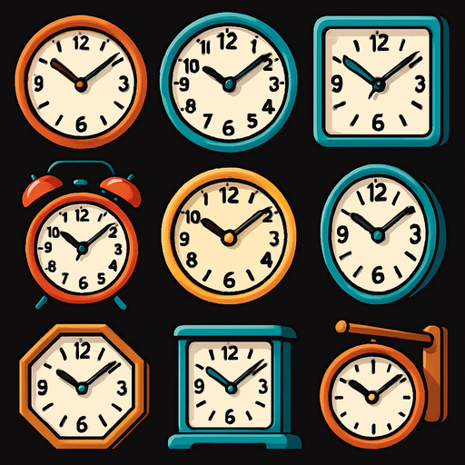 Pack of different clocks.
In-Game asset.  High contrast.  No shadows. 3D