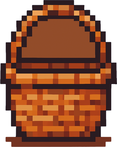 a pixel art of a basket.
In-Game asset.  2d.  High contrast.  No shadows