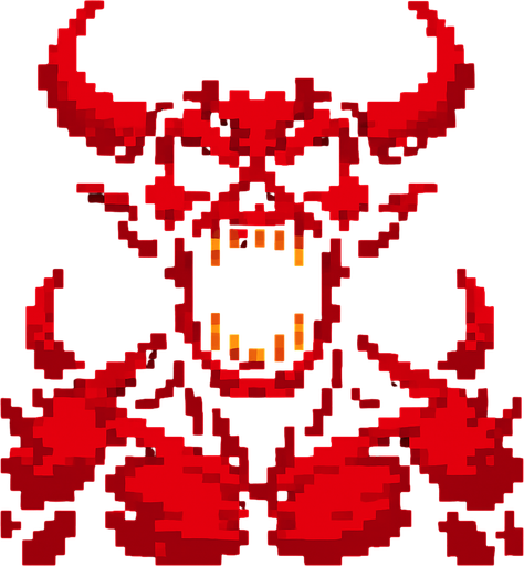 hell monster piksel.
In-Game asset.  2d.  High contrast.  No shadows