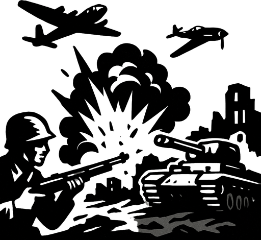 World War II chaotic background, grey
In-Game asset.  2d.  High contrast.  No shadows