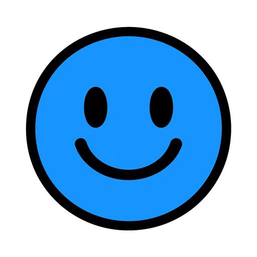 a happy blue circle simple.
In-Game asset.  2d.  High contrast.  No shadows
