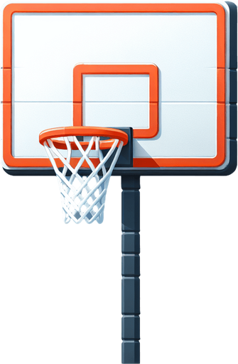 basketball hoop.
Single Game Texture. In-Game asset. 2d. Blank background. High contrast. No shadows.
