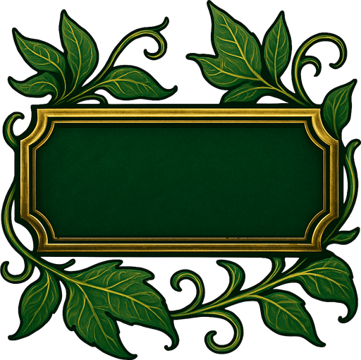 a LOTR style button with elegant and green leaves.
In-Game asset.  2d.  High contrast.  No shadows
