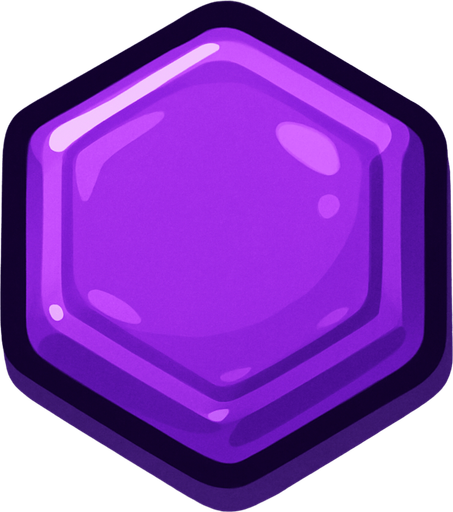 Edible hexagonal single purple candy.
In-Game asset.  2d.  High contrast.  No shadows