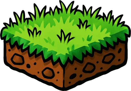 Suelo con tierra y cesped.
In-Game asset.  2d.  High contrast.  No shadows