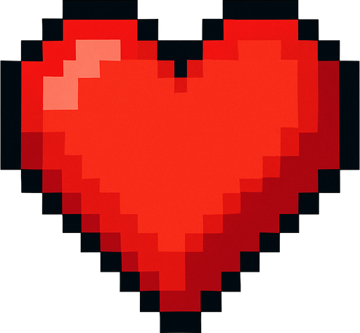 an 16bit 20x40 red heart.
In-Game asset.  2d.  High contrast.  No shadows