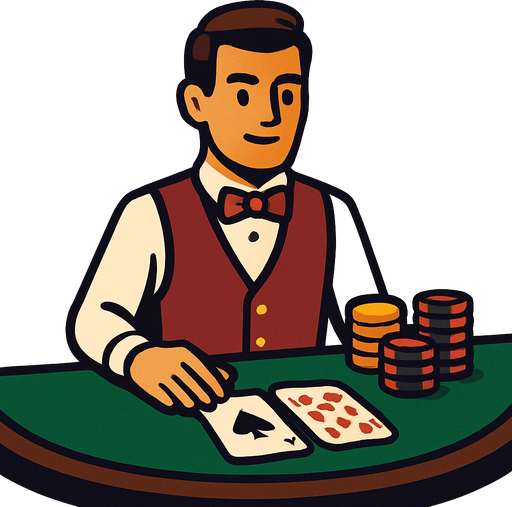 a croupier.
In-Game asset.  2d.  High contrast.  No shadows