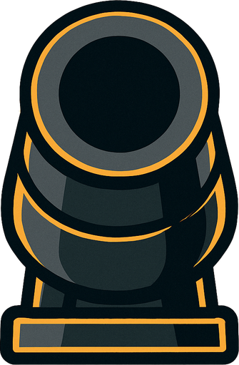 only the mouth part of the cannon and looking at the vertical.
In-Game asset.  2d.  High contrast.  No shadows