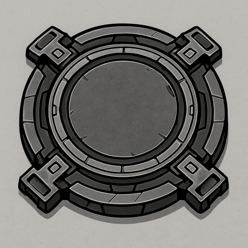 steel platform, circular, sci-fi, metal, locking feet on outside, top-down.
In-Game asset.  2d.  High contrast.  No shadows