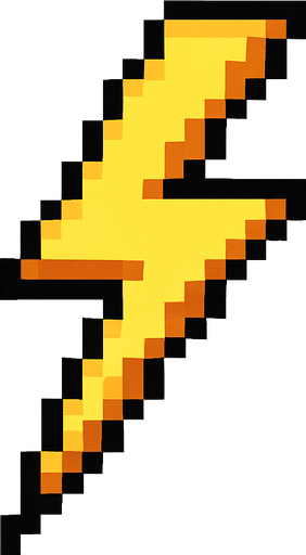 Una particular de rayo pixeleada.
In-Game asset.  2d.  High contrast.  No shadows