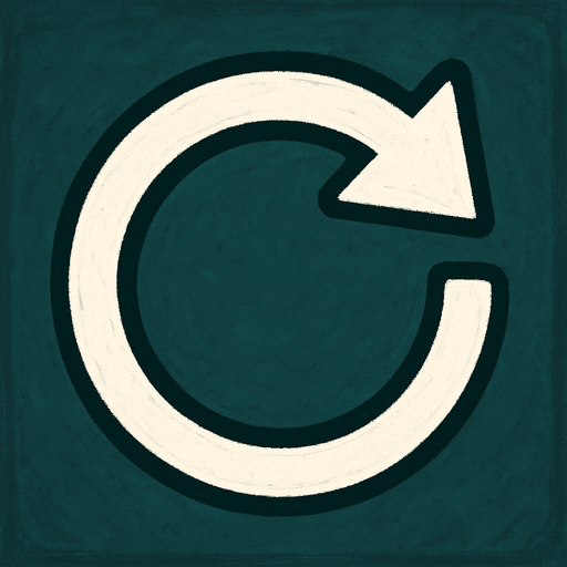 Un simbolo de reiniciar, sin letras, es como un circulo con una flecha.
In-Game asset.  2d.  High contrast.  No shadows